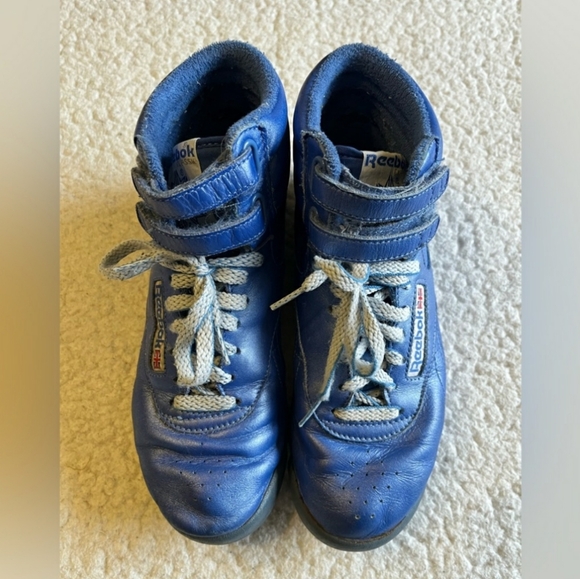Vintage 80s Reebok Classic High-tops, metallic blue, women’s 7 - Picture 2 of 7